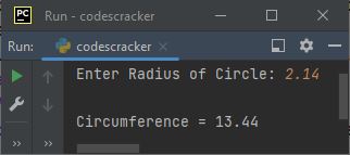 python calculate circumference of circle