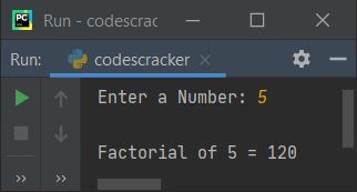 python find factorial of number