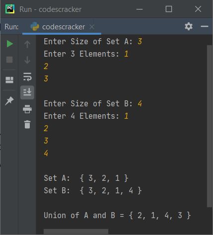 python program find union of sets