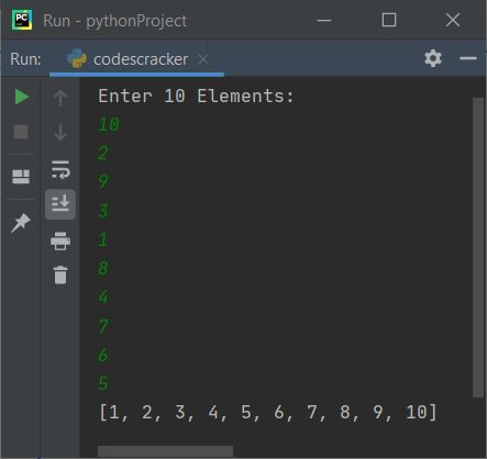 python program for insertion sort