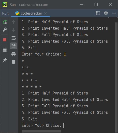 pattern printing programs in python