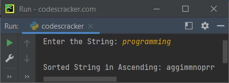 python program sort string without function