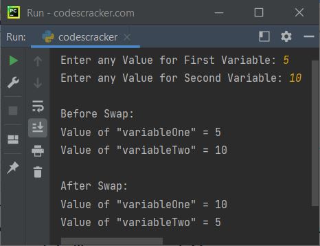 python program swap two variables