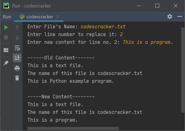 python replace line with new line in file