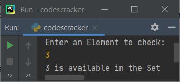 python sets check element availability in set