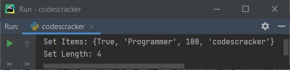 python sets print length of set