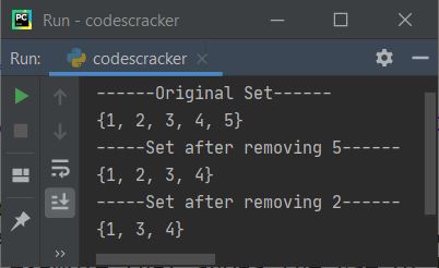 python sets remove elements from set