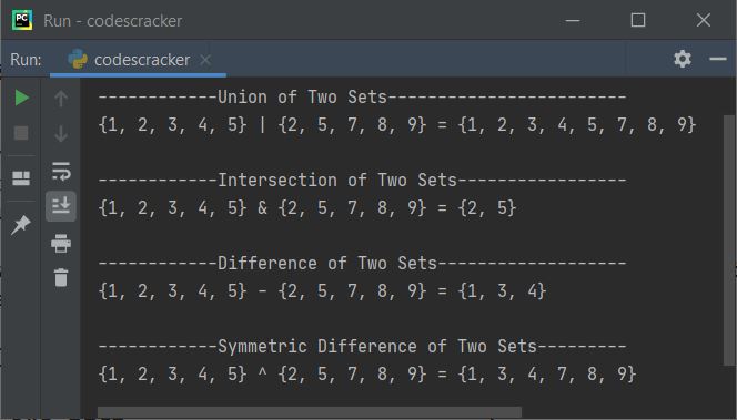 python sets set operation example