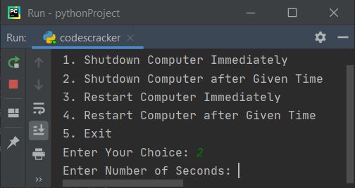 python shutdown and restart computer