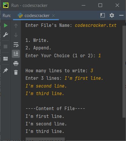 python writelines program