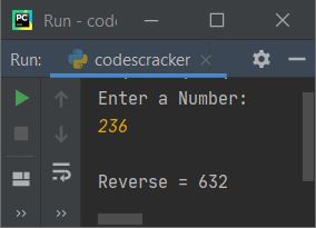 reverse of number python