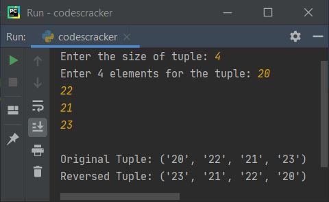 reverse tuple python program