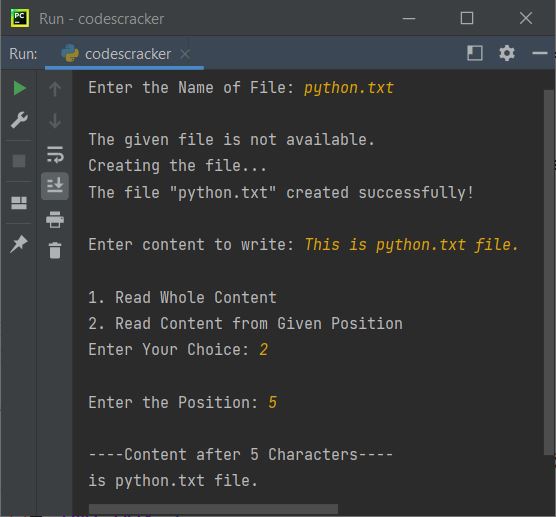 seek python example