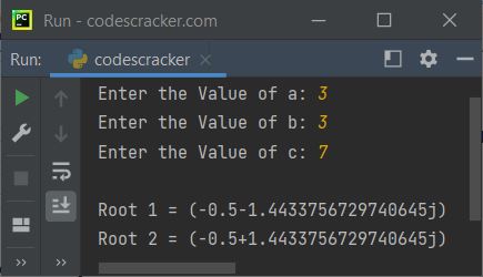 solve quadratic equation in python