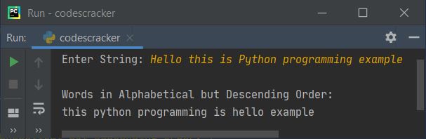 sort words in descending order python