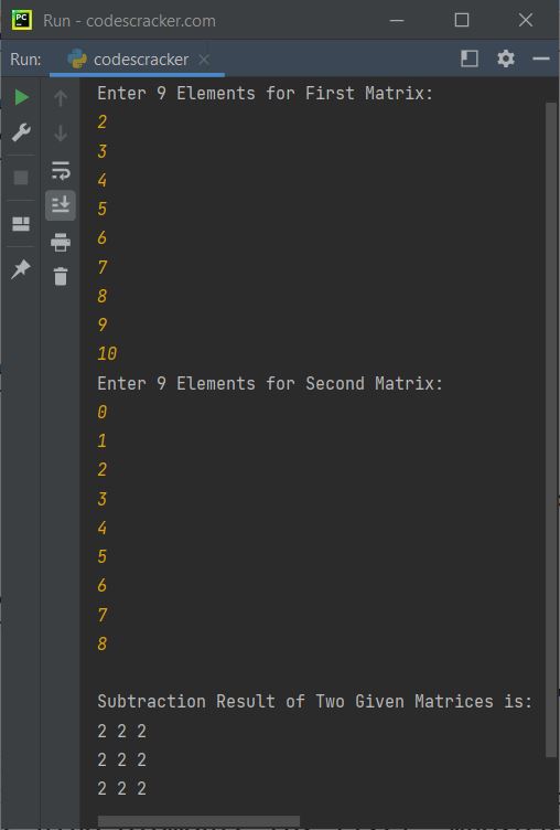 subtract two matrices python