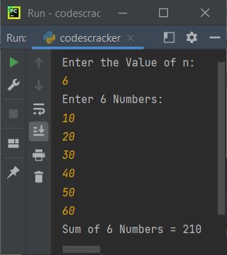 sum of n numbers python