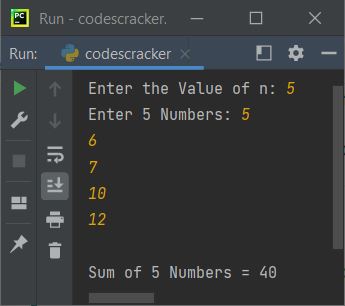 sum of n numbers using loop python