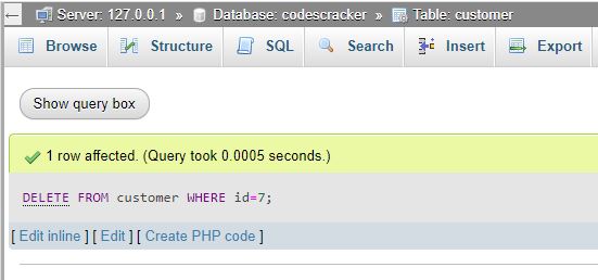 sql delete record from table